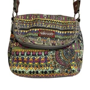 Sakroots Crossbody Purse Colorful Pattern Flap Adjustable Strap‎ Bag